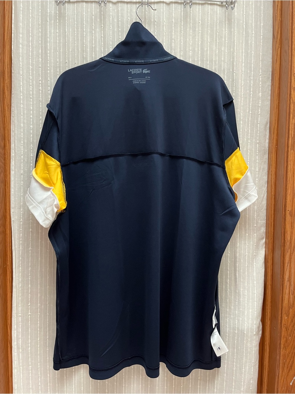 Mint Lacoste Sport Mens Thermo-Regulating Polo Shirt Navy Colorblock Size 3XL - Picture 6 of 10